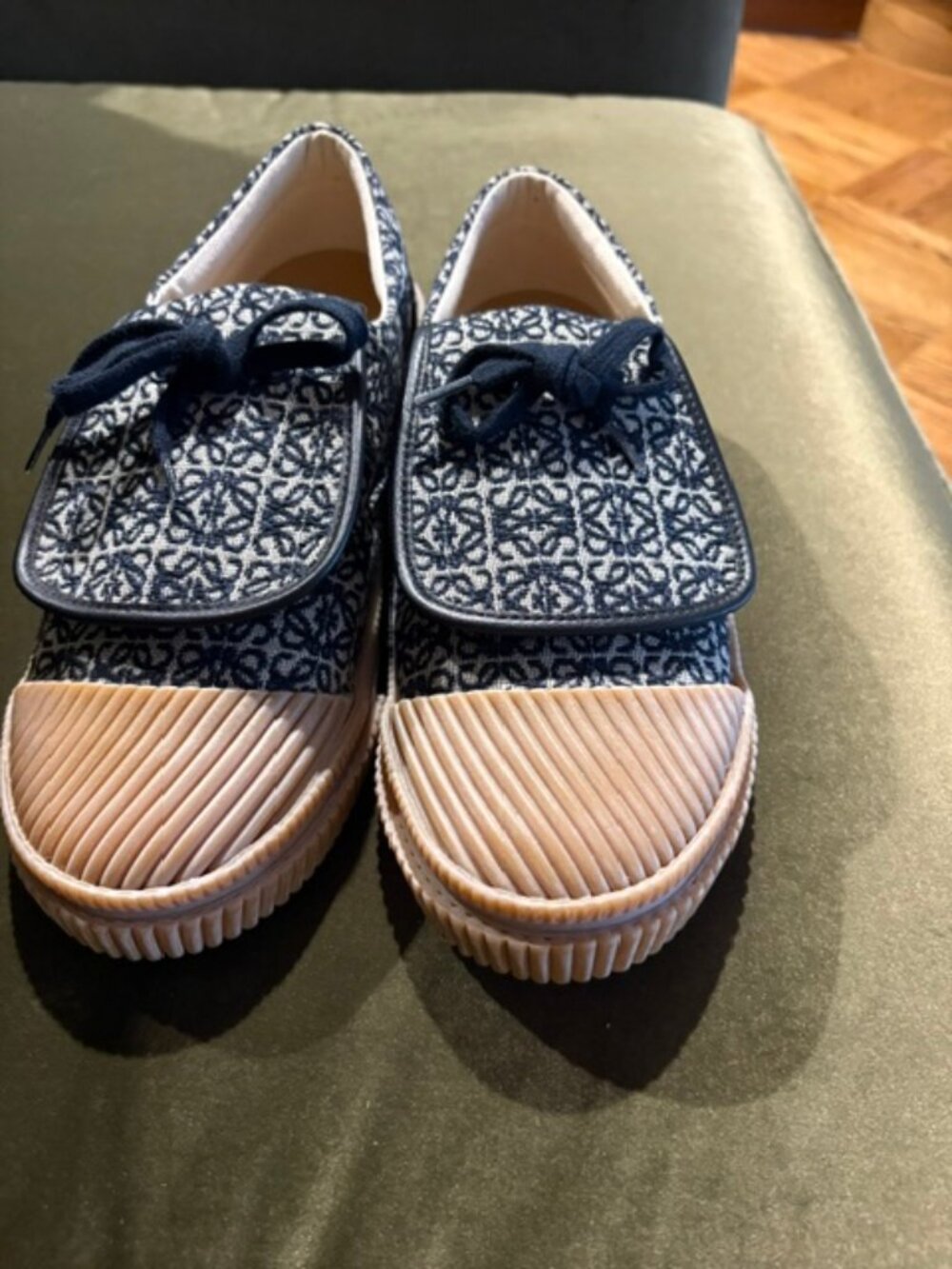 Loewe Anagram Flap in Jacquard & Calfskin Trainer sneakers $459
